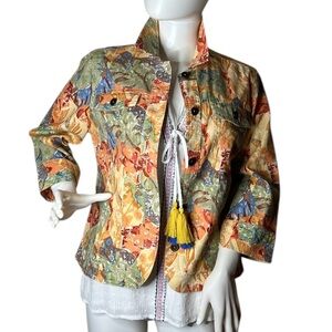 Christopher & Banks Jacket Linen/Cotton blend 4 pockets / 3/4 Sleeves Size S